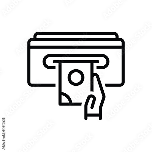 Black line icon for cash withdrawal
