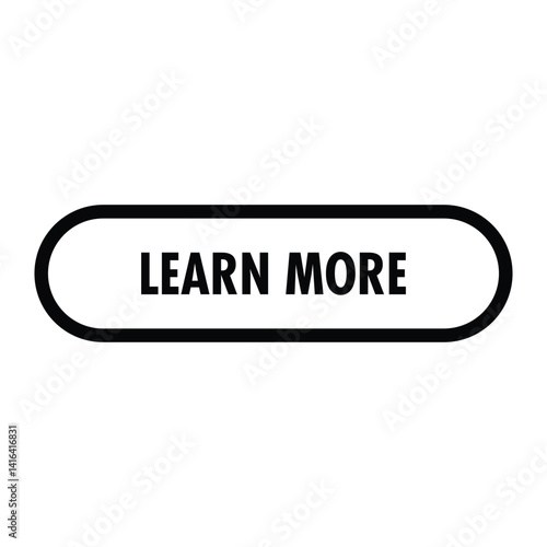 Clean 'Learn More' Button Graphic – Isolated on White Background for Designers