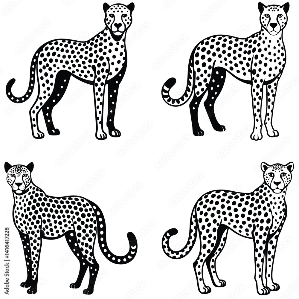 Obraz premium Cheetah Vector Silhoette Bundle Set Collection