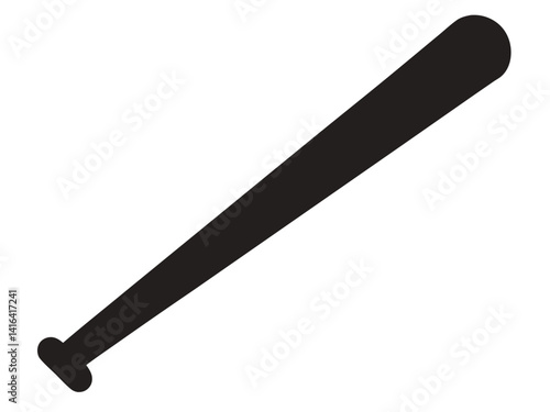 A black and white silhouette of a baseball bat, Baseball bat silhouette icon vector illustration