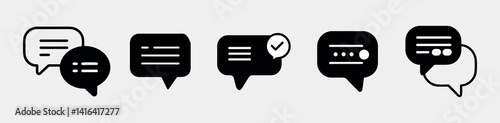 Chat bubble icon set, Speech bubble icon, Chat icon, Comment icon design