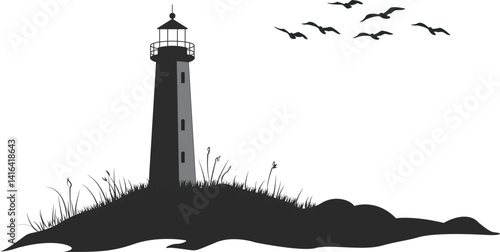 Lighthouse Vector Image, Flat Design, Decoration