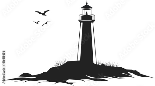 Lighthouse Vector Image, Flat Design, Decoration