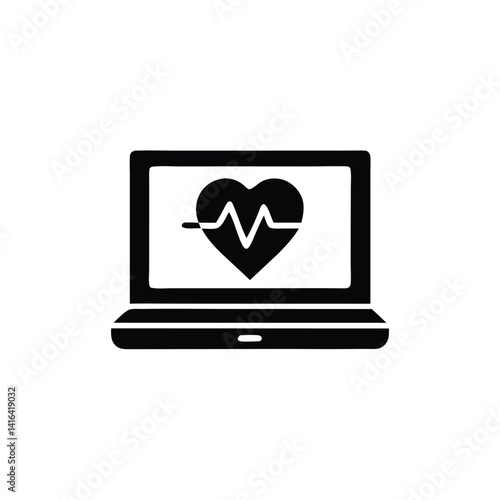 Free Download Heart Rate on Laptop Screen, Medical Icon - GFXLoad