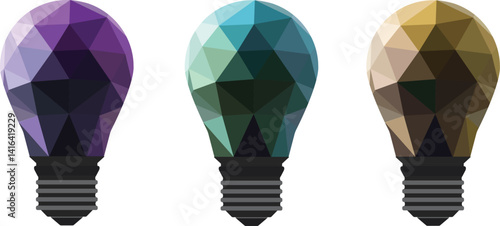 Set of polygonal light bulbs in vector