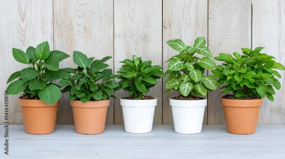 Fototapeta premium Vibrant green potted plants fresh greenery home decor natural wellness