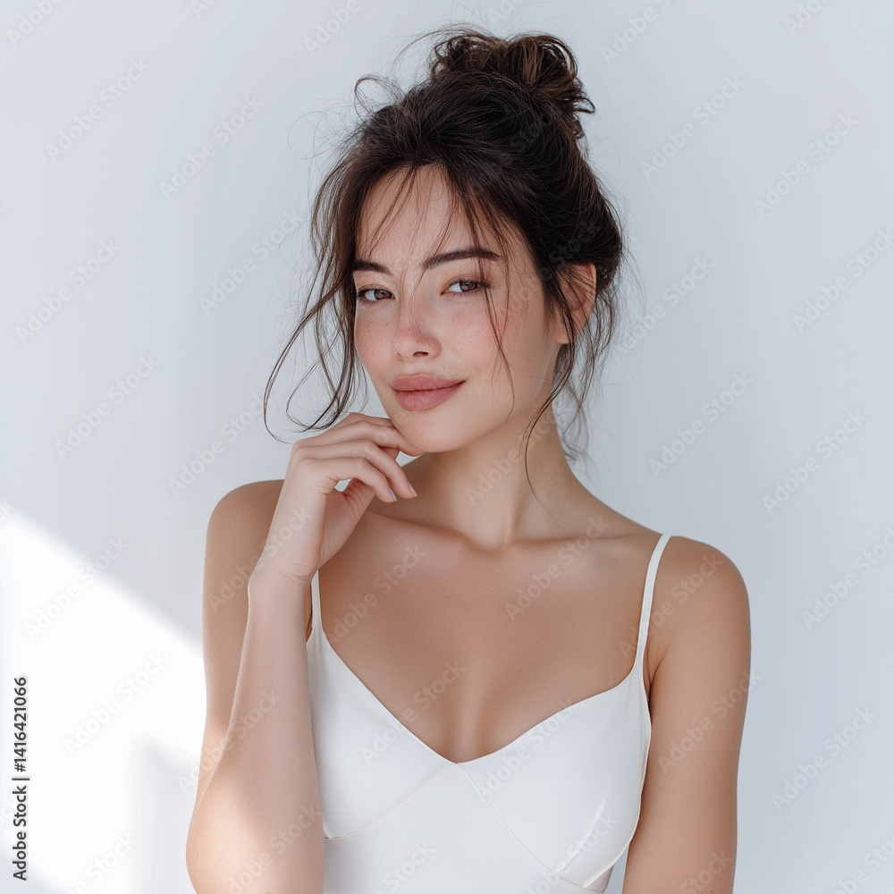 A beautiful Asian woman with clear glowing skin A beautiful Asian woman with clear glowing skin