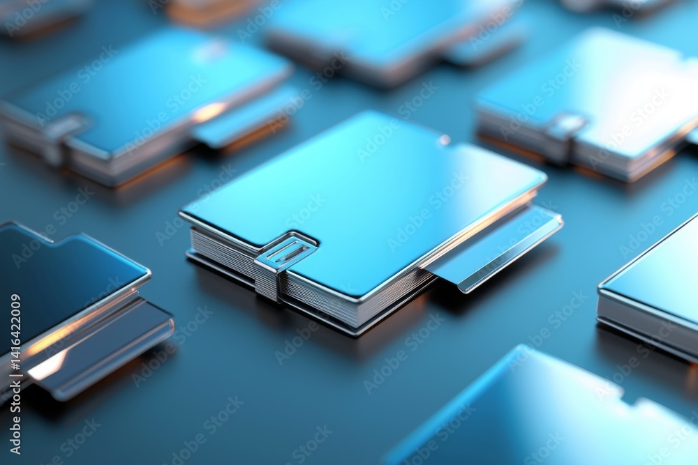 digital document storage concept with organized folders on a sleek workspace desk digital document storage concept with organized folders on a sleek workspace desk