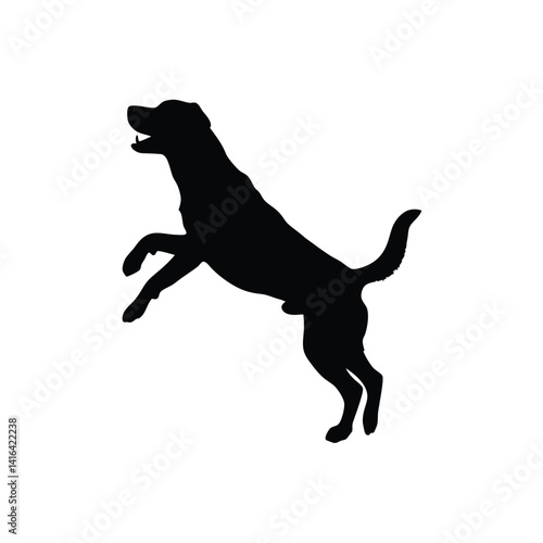 Black dog silhouette, running dog icon, canine illustration, pet graphic