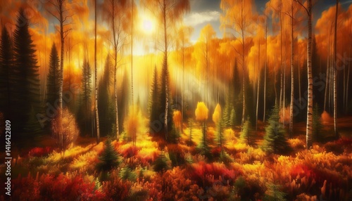 Northern Forest Autumn A brief golden autumn in the taiga where