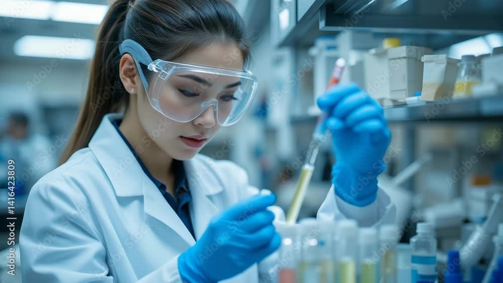 Scientist Analyzing Sample in Laboratory Scientist Analyzing Sample in Laboratory