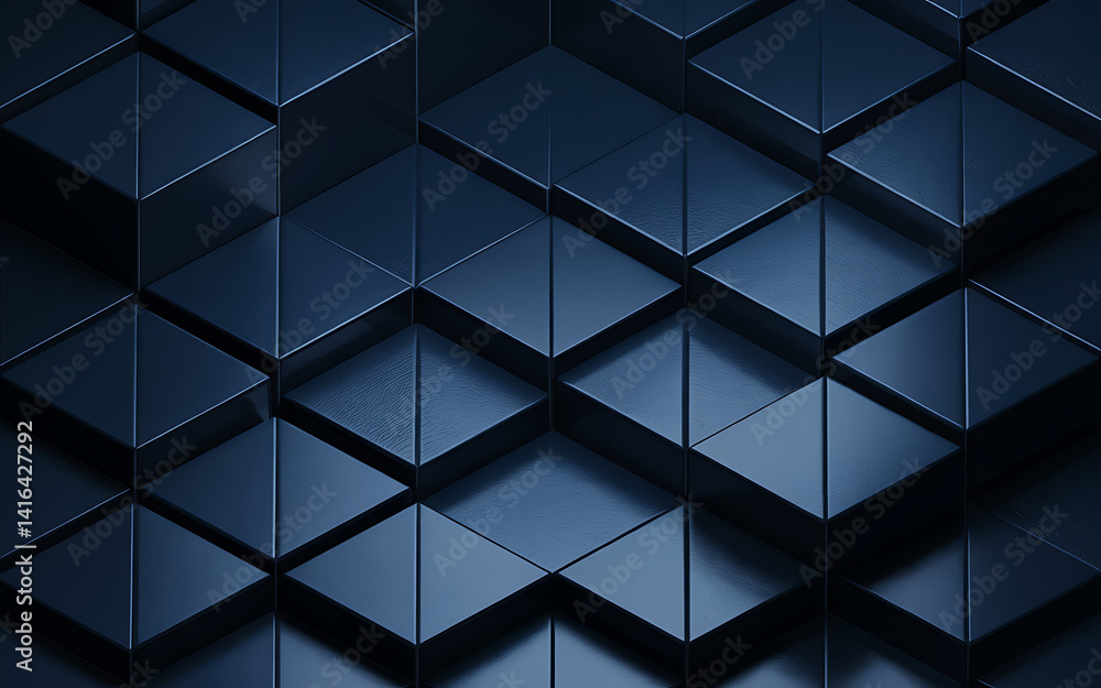 Abstract Dark Blue Triangle Geometric Pattern Background Modern Minimal Design with Rhombus Shapes and Shadows Abstract Dark Blue Triangle Geometric Pattern Background Modern Minimal Design with Rhombus Shapes and Shadows