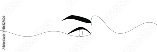 Single continuous one line art eye. design sketch outline drawing vector illustration. EPS 10 . 