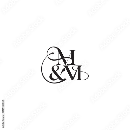 wedding concept monogram elegant and luxury concept MM bold serif initial calligraphy letter