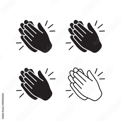 Applause flat and line icons set. Clapping hands symbol. 