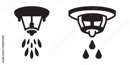 Minimal fire sprinkler icon silhouettes