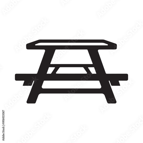 Vector illustration of a folding picnic table silhouette