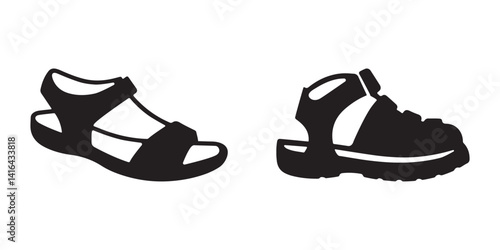 Vector illustration of sandal icon silhouettes