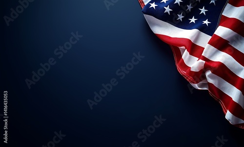 American Flag Detail on Blue Fabric: Close-Up Shot for Respect and Remembrance Themes