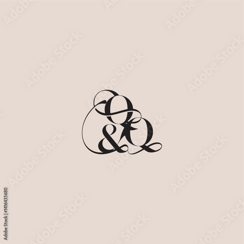 wedding concept monogram elegant and luxury concept QQ bold serif initial calligraphy letter