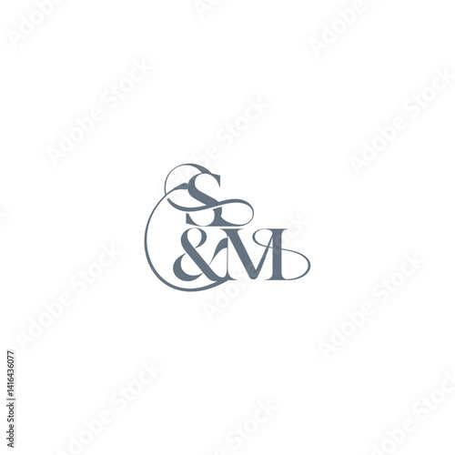 wedding concept monogram elegant and luxury concept SM bold serif initial calligraphy letter