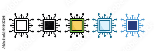 Circuit Board Icon Set Multiple Style Collection