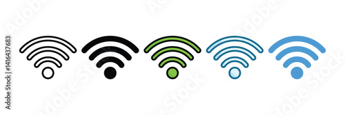 Wi-Fi Signal Icon Set Multiple Style Collection