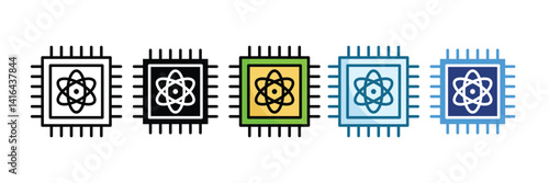 Quantum Computer Icon Set Multiple Style Collection