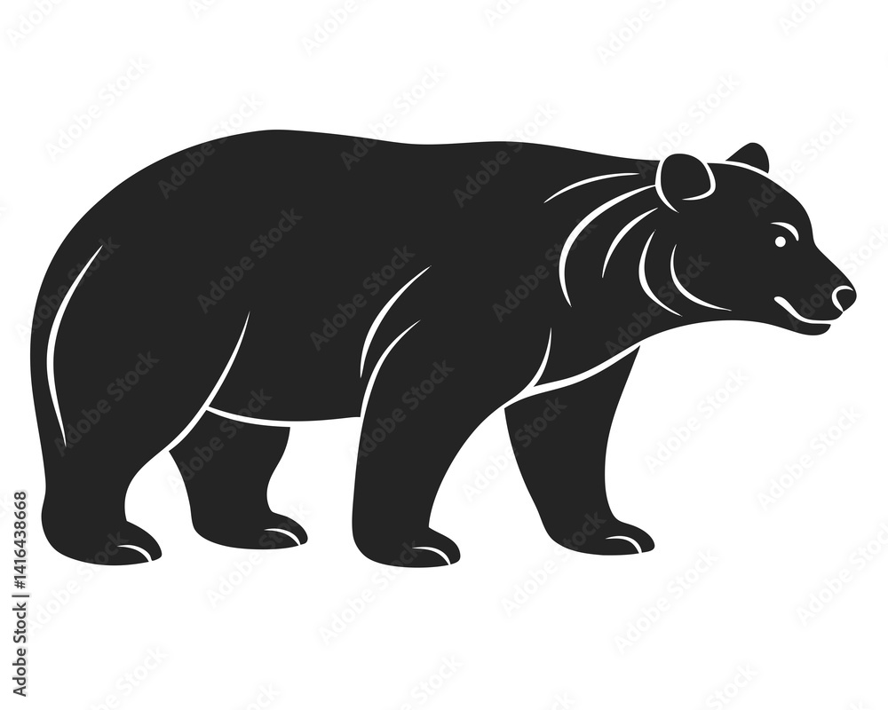Fototapeta premium Bear silhouette vector illustration isolated on white background