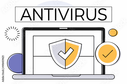 Antivirus Software Interface Illustration	Vector of antivirus UI with shield, checkmark, and clean layout, suitable for software branding or blog articles.