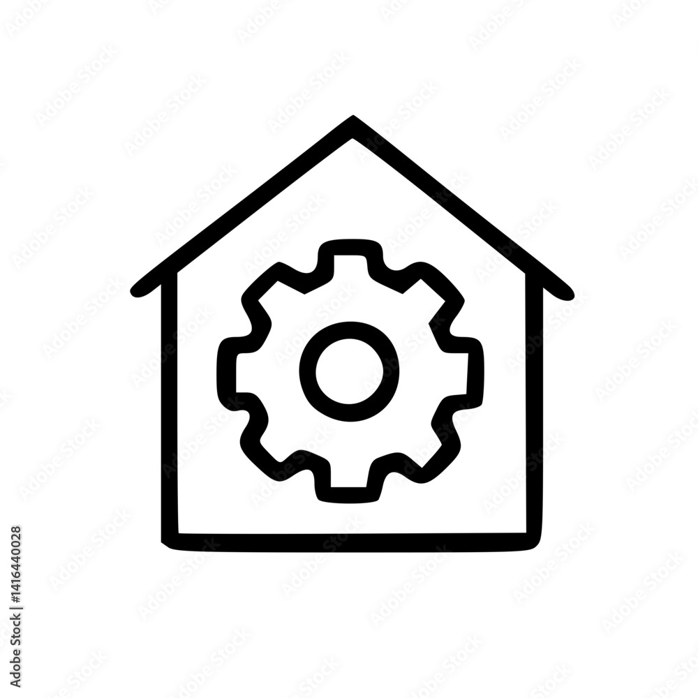 Smart Home Icon Hand Drawn Outline Style Smart Home Icon Hand Drawn Outline Style
