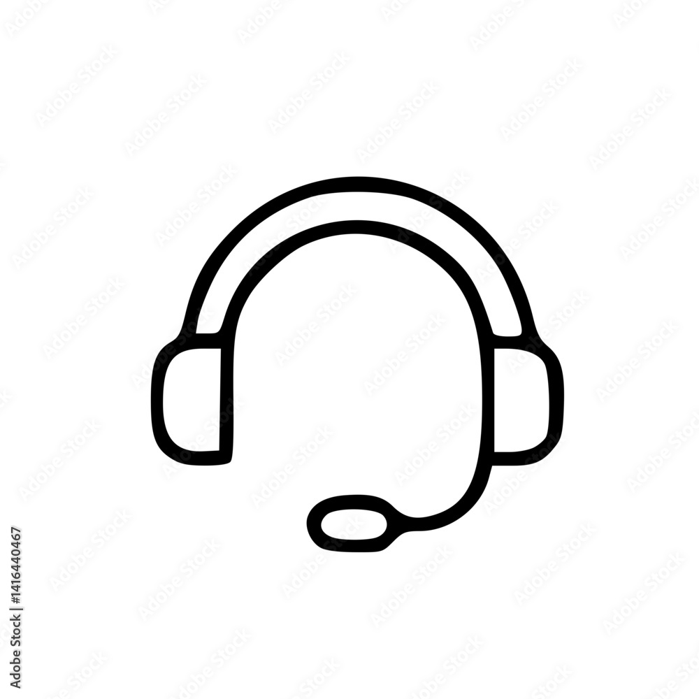 Headset Icon Hand Drawn Outline Style Headset Icon Hand Drawn Outline Style