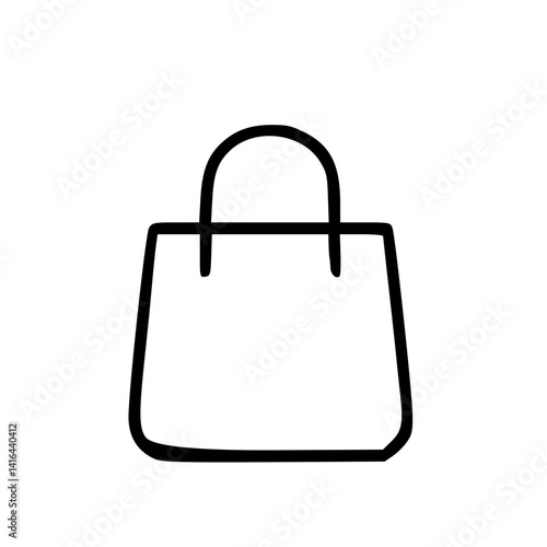 Shopping Bag Icon Hand Drawn Outline Style