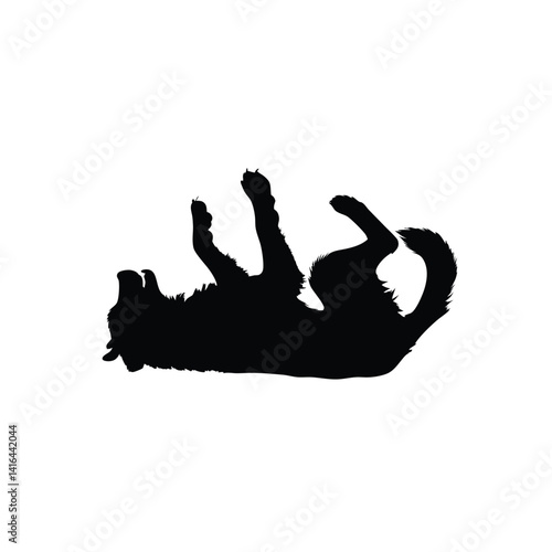 Dog rolling over playful silhouette