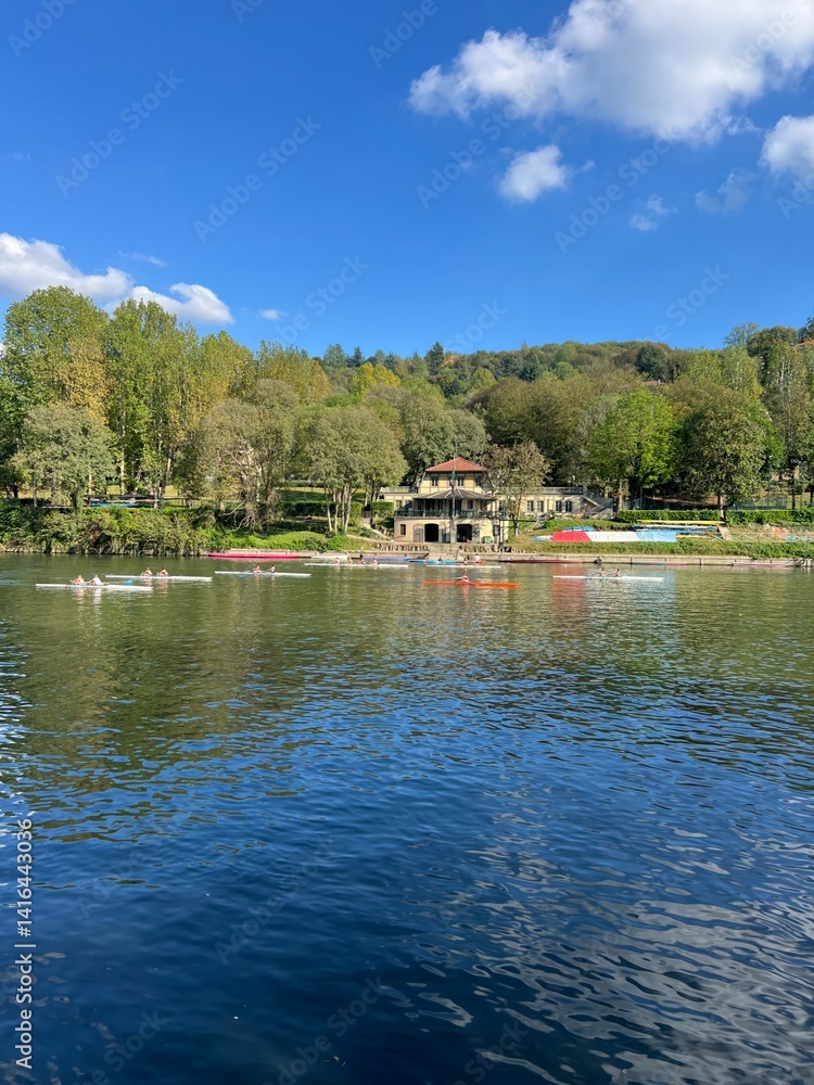 Fototapeta premium Lakefront Oasis: Torino, Italy