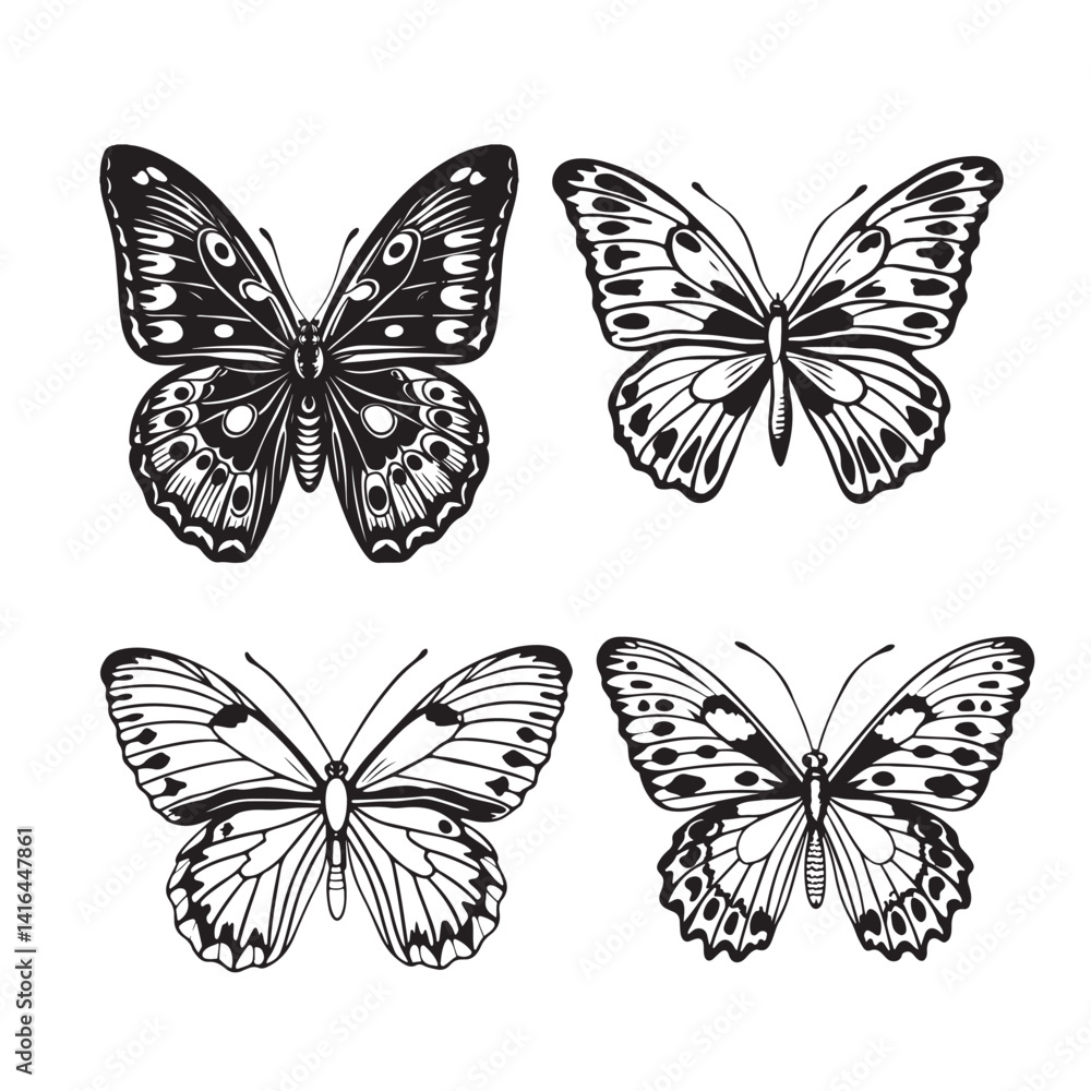 butterfly silhouettes 4 set vector png free download butterfly silhouettes 4 set vector png free download