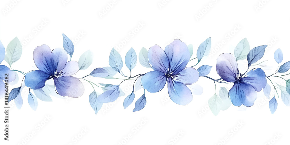 Obraz premium Abstract blue floral design with spring blossom of violet and blue flowers on white