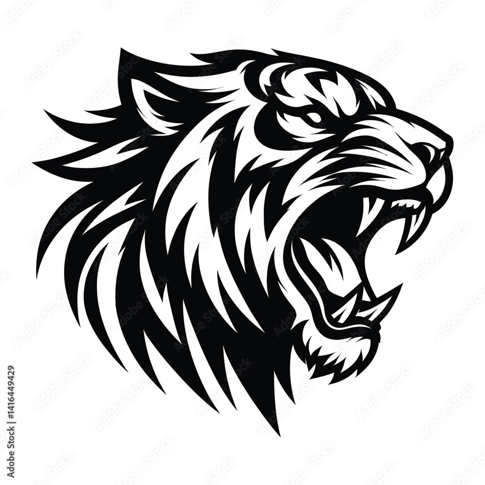 Fototapeta premium A silhouette icon illustration of a tiger's head 