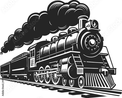Steam locomotive train silhouette vector illustration isolated on white background