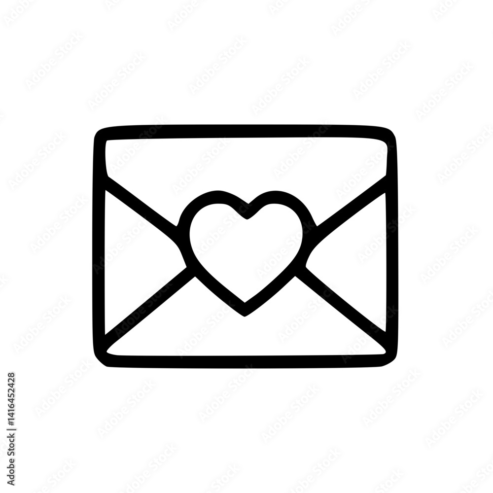 Love Letter Icon Hand Drawn Outline Style Love Letter Icon Hand Drawn Outline Style