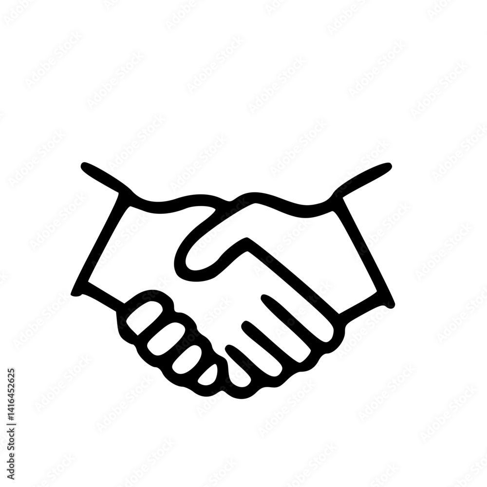 Obraz premium Handshake Icon Hand Drawn Outline Style
