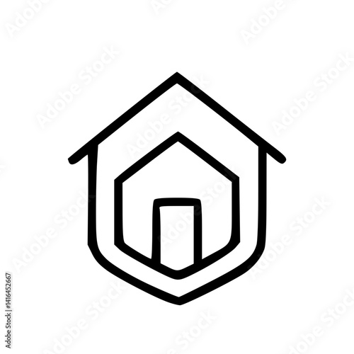 House Icon Hand Drawn Outline Style