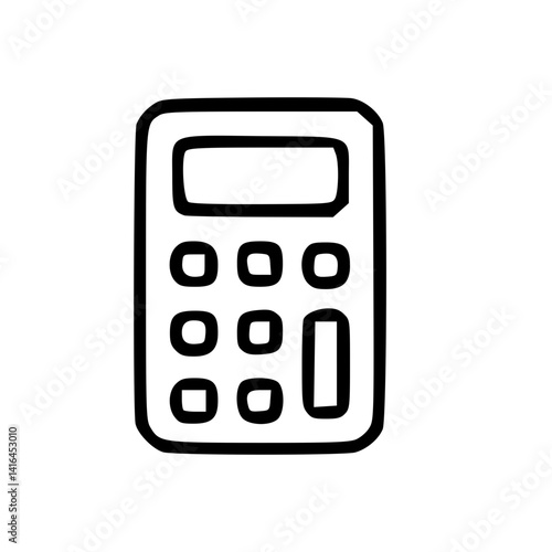 Calculator Icon Hand Drawn Outline Style