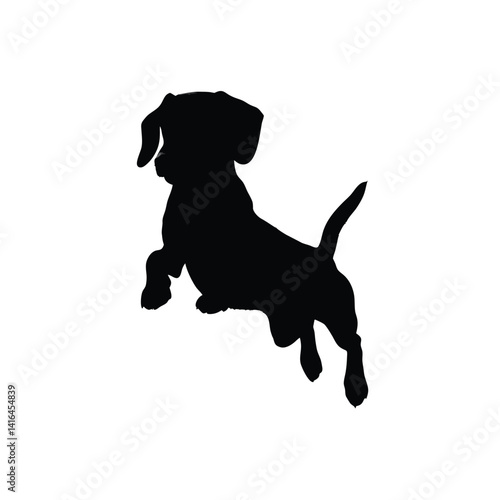 Dog floppy ears flying silhouette art