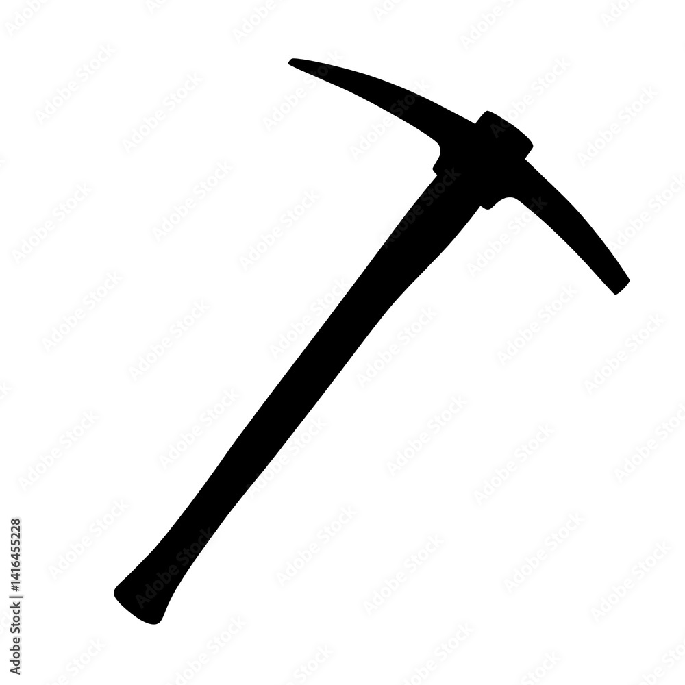 Silhouette of a pickaxe tool with a handle isolated on white background Silhouette of a pickaxe tool with a handle isolated on white background