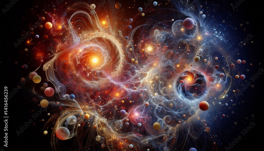 Fototapeta premium Portrays ephemeral points in space that interlock into fractal s