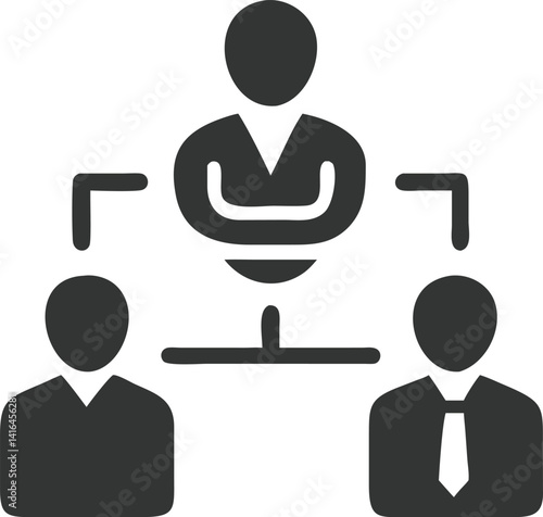 Corporate Hierarchy Icon with Transparent Background, Management Structure Design