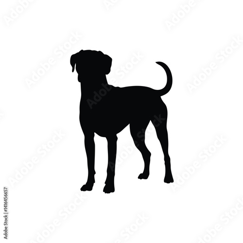 Dog back turned silhouette on white