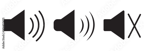 Speaker icon vector Volume sign. Loudspeaker icon vector. Silent and ring speaker icon set. Speaker icon vector. 