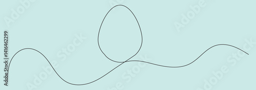 Easter bunny rabbit with Liner egg one continuous line vector illustration isolated on transparent background. Funny spring holiday symbol, Easter egg hunt concept.